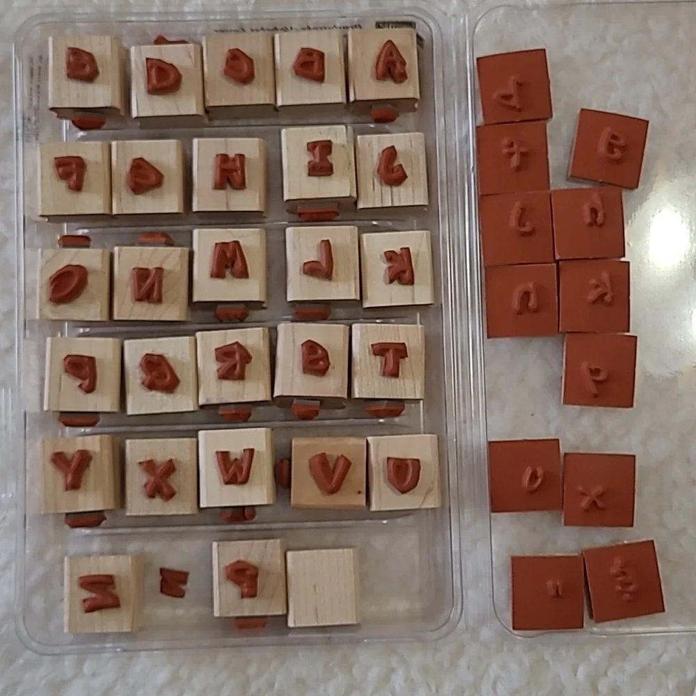Stampin' Up! 56pc Alphabet Brushstroke Upper & Lower 2001 Wood Stamp Set Retired